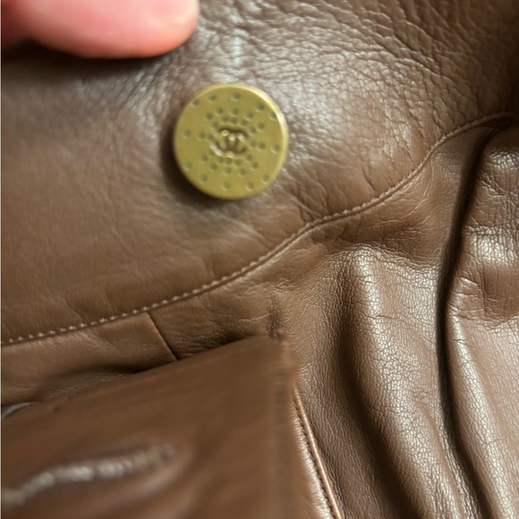 New CHANEL Brown Lambskin and Silk Wrap Skirt - Picture 9 of 11